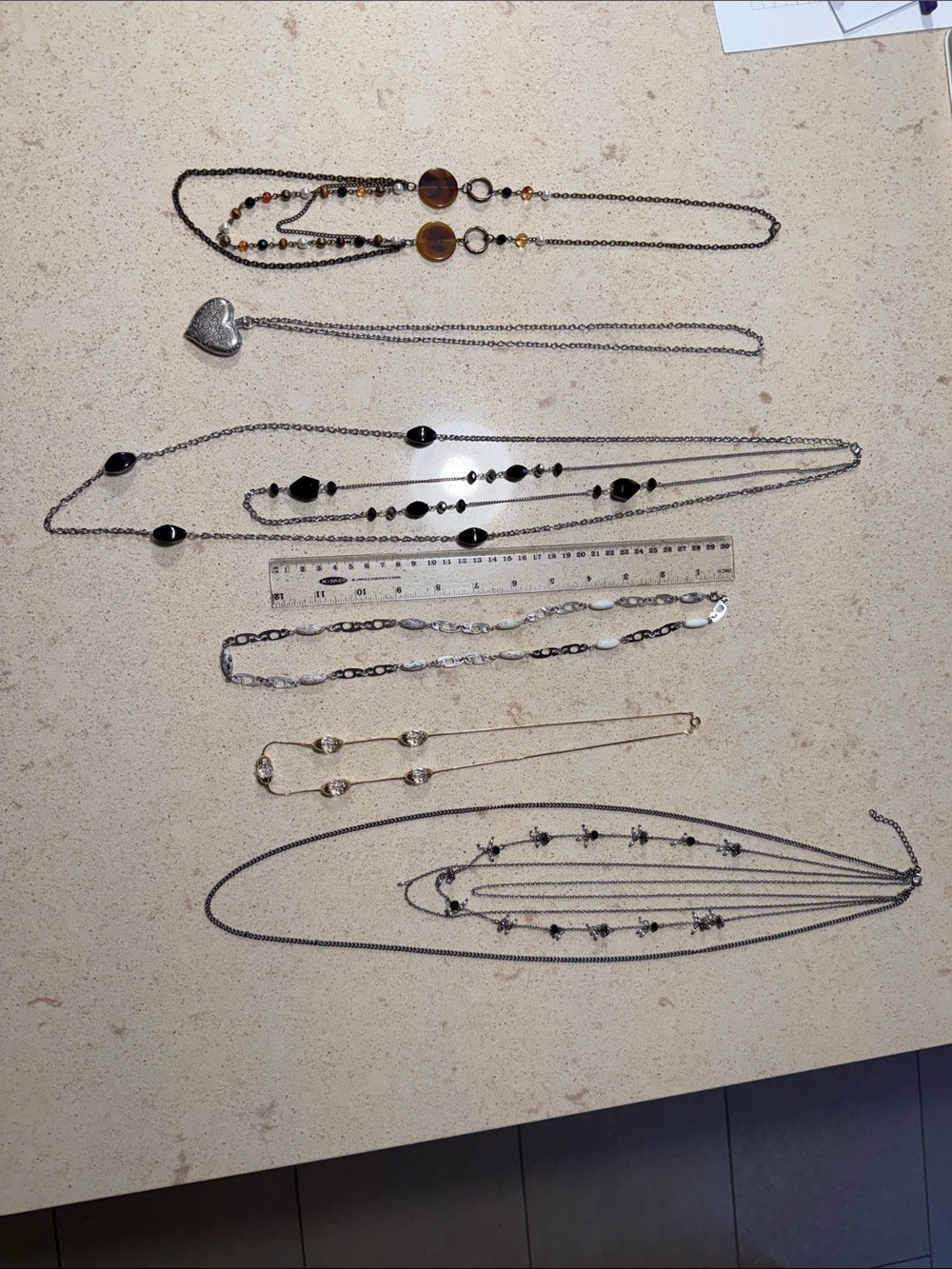 Assortment of Women’s Necklaces Lot of 6  - Black, Silver, Gold, Brown